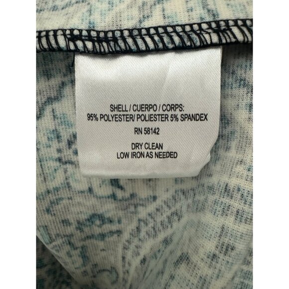 London Times Teal Print Shift Dress Sheath Size 4 Office Career Work Evening - Picture 6 of 6